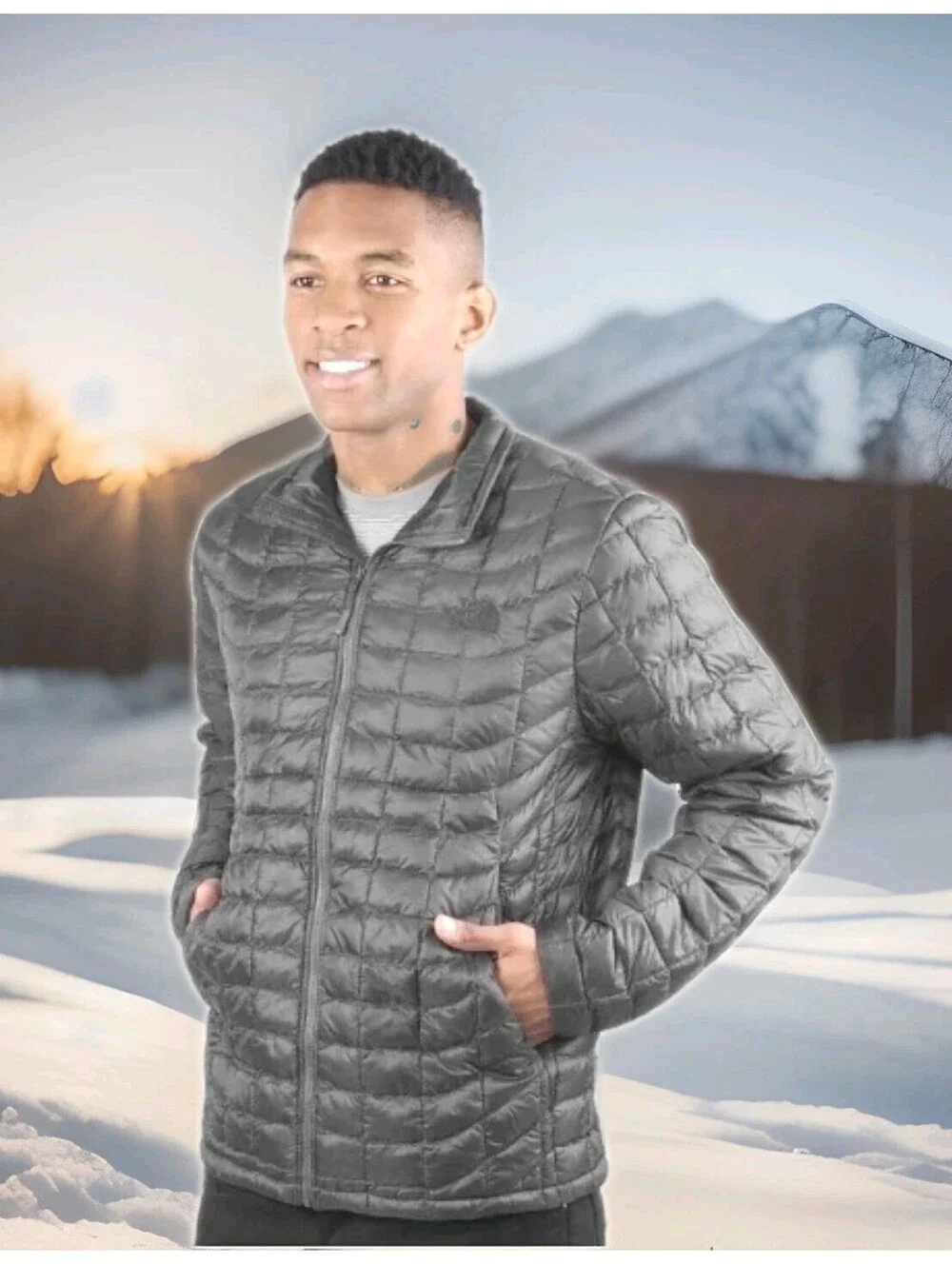 THE NORTH FACE Thermoball Insulated Puffer Jacket Winter Coat TNF Grey Mens XL